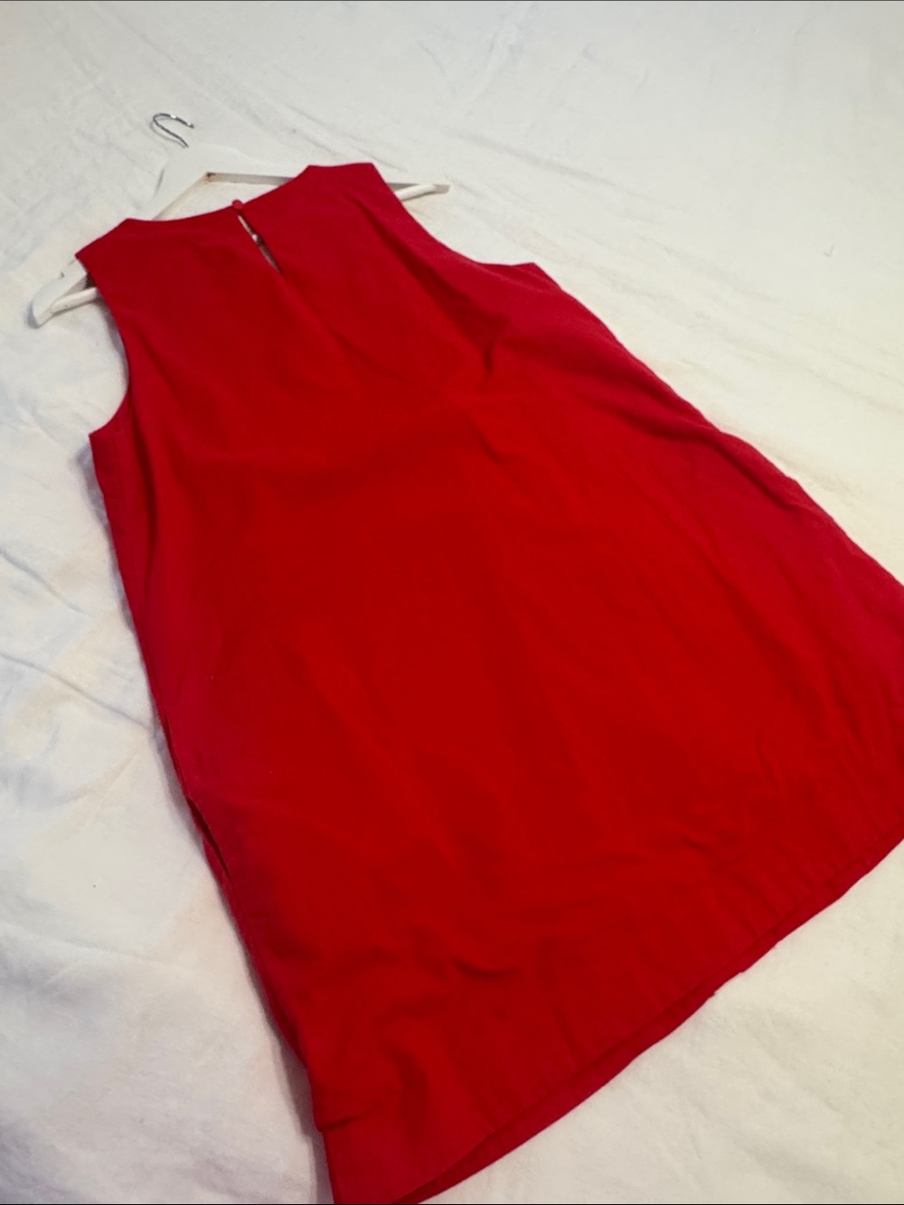 Red Sleeveless A-Line Dress with White Rickrack Trim - Picture 3 of 3